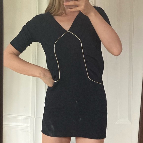 Ba&sh navy dress with gold piping sz0 - Picture 3 of 6